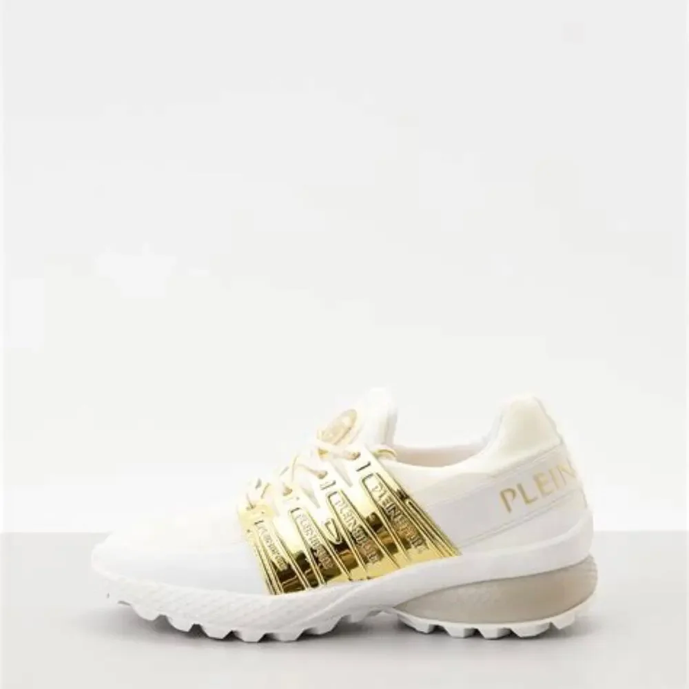 Plein Sport Gold Metallic Lace Up Shoes White Size 37/7 - Picture 1 of 16